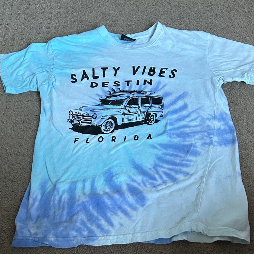 Salty Vibes Blue Tie-Dye Short Sleeve Tee